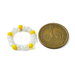 Круглые женские растягивающиеся кольца из синтетической бирюзы со стеклянными бусинами&nbsp;RJEW-JR00707-05