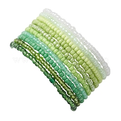 10 шт. стеклянных бусин и эластичных браслетов из стеклянных бусин для женщин&nbsp;BJEW-MZ00267