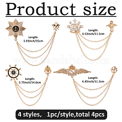 4 шт. 4 стиля брошь из сплава с подвесной цепочкой JEWB-FH0002-20