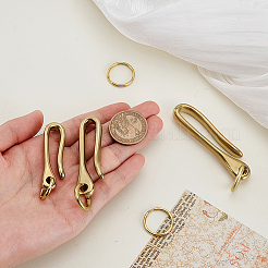 DIYジュエリー作成キット  U字型の真鍮製キーフックシャンクルクラスプ、キーチェーンクラスプ金具、丸カンを含む  ゴールドカラー&nbsp;DIY-GA0008-58