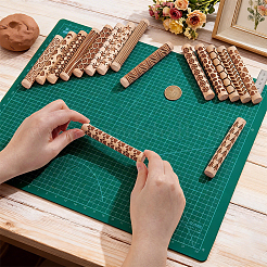 16個16スタイルの木製麺棒  エンボスクッキーを焼くため  キッチンツール  混合図形  102x14.5mm  1個/スタイル&nbsp;BAKE-UN0001-01