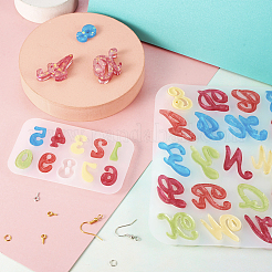 2 шт. 2 стильные силиконовые Молды для подвесок с буквами и цифрами&nbsp;DIY-TA0005-69