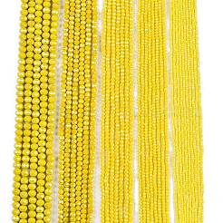 電気メッキガラスビーズセット  パール光沢メッキ  多面カット  ロンデル  きいろ  6x5mm  穴：1mm  約80~85個/連  38~40cm&nbsp;LS-EGLA-A044-P6mm-A04