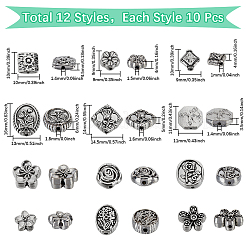 120шт 12 стиля бусины из сплава в тибетском стиле&nbsp;TIBEB-SC0001-41