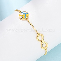 Braccialetti sportivi in ottone con micro pavé di zirconi cubici e maglie infinite&nbsp;BJEW-D386-01B-G