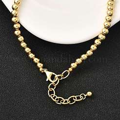 Женские ожерелья из латунных круглых бусин с микропаве из прозрачных кубических цирконий NJEW-K392-17G