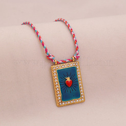 Pendentif en acier inoxydable 304 émaillé rectangulaire avec pendentif en forme de cœur&nbsp;FS-WGFFC06-01