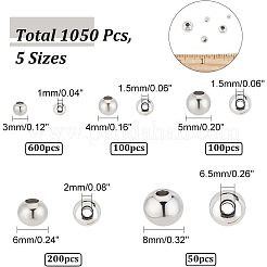 1050 шт. 5 вида круглых разделительных бусин из хирургической нержавеющей стали 304 и 316 STAS-NB0001-52