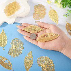 16 шт. 4 стиля латунных филигранных больших подвесок&nbsp;KKC-TA0001-04