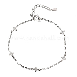 Bracelets en laiton sertis micro-pavés de zircon cubique transparent en forme d'étoile&nbsp;KK-CBAED06-05P