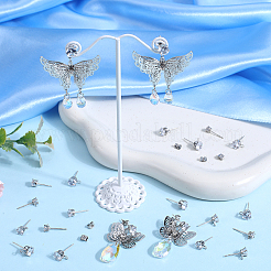 60 шт. фурнитура для сережек-гвоздиков из прозрачного кубического циркония 3-х размеров STER-SP0001-01