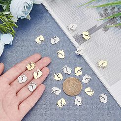 ステンレススチールチャーム201個  レーザー切断  赤ちゃんの足  ゴールデン·ステンレス鋼色  13x12.5x1mm  穴：1.4mm  10個/カラー  2色&nbsp;STAS-UN0024-49