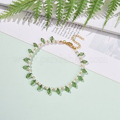 Браслеты с подвесками из акриловых листьев с имитацией жемчуга для женщин AJEW-AN00523