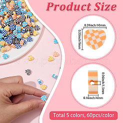 300 Stück 5 Farben handgefertigte Polymer Clay Perlen&nbsp;CLAY-SC0002-58