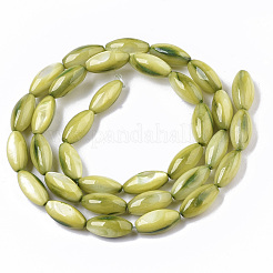 天然淡水シェルビーズ  染料  ライス  黄緑  11x5mm  穴：0.8mm  32個/連  13.98インチ（35.5cm）&nbsp;SHEL-R047-02F