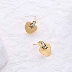 Серьги-гвоздики в форме сердца из нержавеющей стали KH3674-2