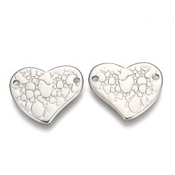 変色しない304ステンレススチールリンクコネクター  ハート  ステンレス鋼色  17x20x1.5mm  穴：1.5mm&nbsp;X-STAS-I094-45AS