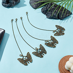 4 шт. латунная цепь и сплав цепи-бабочки для ремней для ботинок&nbsp;HJEW-GO00077