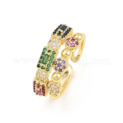 Манжеты из латуни с микро паве кубический цирконий для женщин&nbsp;RJEW-Z113-47G