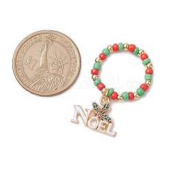 Наборы колец для растягивания стеклянных бусин на рождественскую тематику RJEW-TA00163