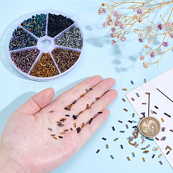 63g 7スタイルガラスビューグルビーズ  ミックスカラー  5x2mm  穴：0.5mm  約9g /スタイル&nbsp;SEED-AR0001-42