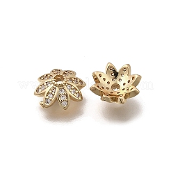 Колпачки для бусин из прозрачного кубического циркония из латуни&nbsp;KK-Z126-24G