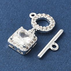 Fermoirs à bascule en laiton pavé de zircons cubiques transparents&nbsp;KK-A253-08S