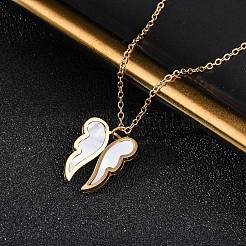 Ожерелья из нержавеющей стали 304 с пластиковой имитацией крыла ракушки для женщин NJEW-Z065-01G
