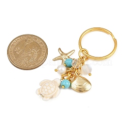 4 шт. 4-цветный брелок в форме черепахи из серии Ocean: натуральный белый нефрит KEYC-JKC01388