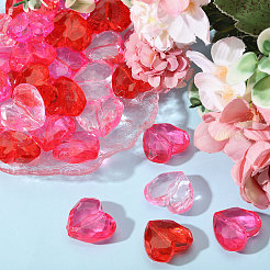 80 шт. двухцветные прозрачные акриловые бусины в форме сердца&nbsp;OACR-CA0001-23