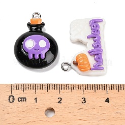 Pendentifs en résine opaque d'halloween&nbsp;RESI-H040-01D-P
