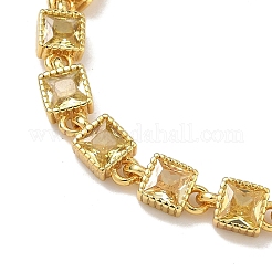 Quadratische Gliederarmbänder aus Messing mit Zirkonia-Pavé für Damen&nbsp;BJEW-P385-04G-06