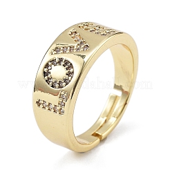 Регулируемая стойка покрытие латунь микро паве кубический цирконий перстни для женщин RJEW-M028-47G
