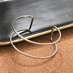 Не тускнеющие полые открытые браслеты-манжеты из нержавеющей стали 304 для женщин&nbsp;BJEW-S155-04P