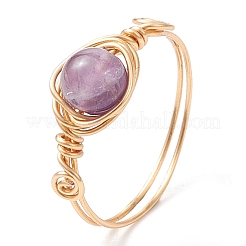 Кольца с круглым натуральным кварцевым кристаллом RJEW-JR00766