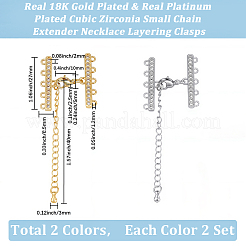 4 Set 2 Farben Messing Micro Pave Zirkonia Kettenverlängerung&nbsp;ZIRC-BBC0023-64
