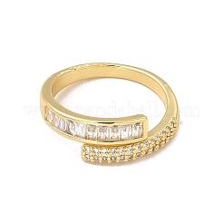 Прямоугольное открытое кольцо-манжета из прозрачного кубического циркония&nbsp;RJEW-I092-06G