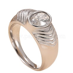 Anelli in acciaio inossidabile 304 con pavé di zirconi cubici trasparenti&nbsp;WGC5FC6-01