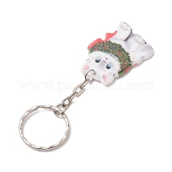アクリルキーホルダー  鉄のスプリットキーリング付き  猫の形  ミックスカラー  8.9~9.9cm&nbsp;KEYC-JKC00907