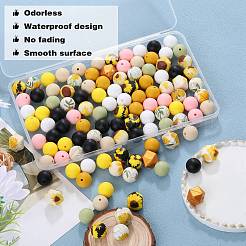 89шт набор силиконовых бусин с красочным рисунком SIL-SZ0002-54C