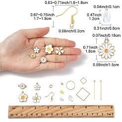 Наборы для самостоятельного изготовления сережек-подвесок в виде ромашек&nbsp;DIY-YW0016-27