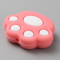 Экологически чистые силиконовые фокусные бусины с принтом кошачьей лапы&nbsp;SIL-WH0012-040C