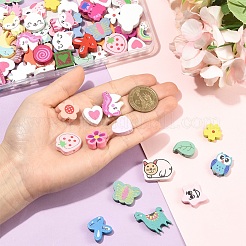 90 шт. печатных бусин из натурального клена&nbsp;WOOD-YW0001-83