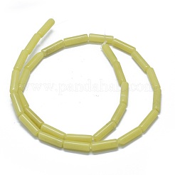 天然オリーブヒスイビーズ連売り  コラム  11~15x3.5~4.5mm  穴：1~1.2mm  約28~30個/連  15.1~15.9インチ（38.5~40.5cm）&nbsp;G-F631-D21