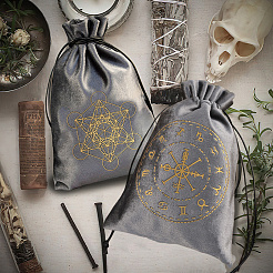 Прямоугольные бархатные мешочки для хранения карт Таро с золотым тиснением и завязками для гадания ABAG-WH20001-25B