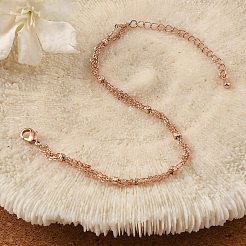 Стойка покрытие латунный кабель цепь браслеты&nbsp;BJEW-G735-04RG