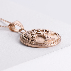 Ожерелья из нержавеющей стали с круглым кулоном в виде дерева жизни&nbsp;BH2747