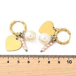 Серьги-кольца из пластика с имитацией жемчуга из нержавеющей стали 304 EJEW-D308-06PG