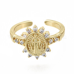 Латунные кольца из манжеты с прозрачным цирконием RJEW-S044-127-NF