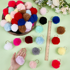 60 Stück Schlüsselanhänger aus Polyester-Fellballen in 15 Farben&nbsp;AJEW-FG0005-47